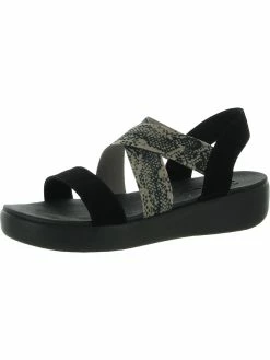 Skechers Womens Faux Suede Slingback Wedge Sandals