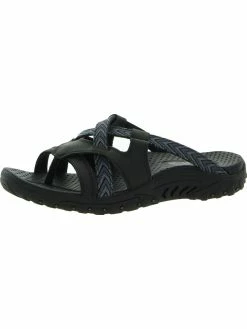 Skechers Reggae Soundproof Womens Faux Leather Sport Slide Sandals