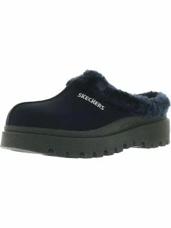 Skechers Fortress Womens Suede Faux Fur Clog Slippers