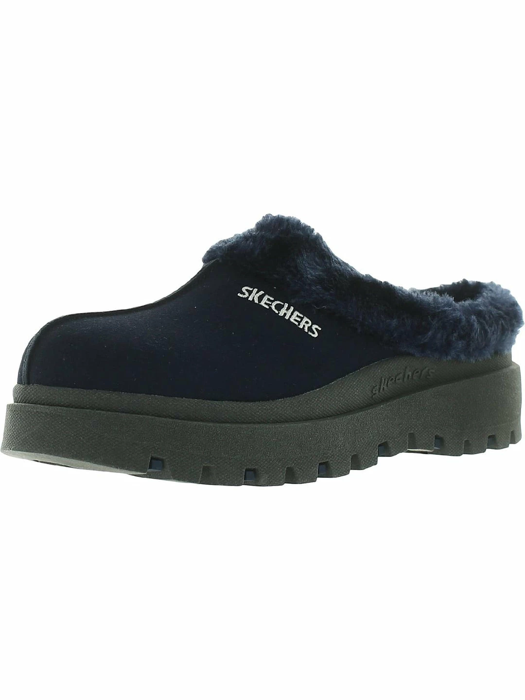 Skechers Fortress Womens Suede Faux Fur Clog Slippers 3 Skechers Fortress Womens Suede Faux Fur Clog Slippers