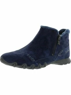 Skechers Womens Leather Faux Fur Ankle Boots
